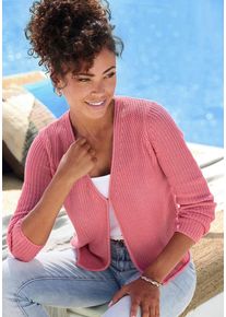 Vivance Strickjacke pink Gr. 36/38 für Damen. Mit tiefer V-Ausschnitt. Figurumspielend