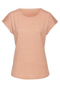 Vivance Kurzarmshirt 'mit dekorativem Häkeleinsatz' peach Gr. 32/34 für Damen. Mit Rundhals. Normal. Nachhaltig.