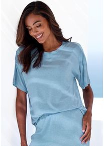 s.Oliver Pyjamaoberteil mehrfarbig Gr. 32/34 für Damen. Mit Rundhals. Loose Fit. Nachhaltig.