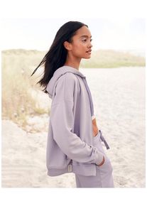 Lascana Sweatjacke violett Gr. 32/34 für Damen. Mit Logostickerei, Logoschriftzug. Basic. Nachhaltig.