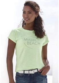 Vivance T-Shirt 'mit modischem Frontprint' grün Gr. 36/38 für Damen. Rundhals und Print. Bequem. Nachhaltig.