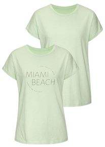 Vivance T-Shirt 'mit modischem Frontprint' mehrfarbig Gr. 32/34 für Damen. Mit Rundhals. Bequem. Nachhaltig.