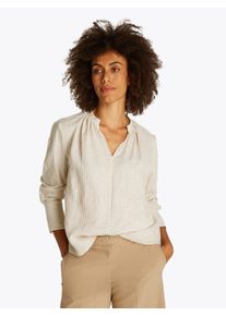 Tommy Hilfiger Damen Klassische Bluse "ESS LINEN V-NECK BLOUSE"classic ithaca, sandalwood, klassisch, Gr. 34, gestreift, Web, Obermaterial: 100%