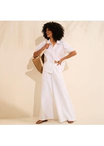 LANDS' END Premium Reinleinen-Palazzohose, Damen,  Wei&szlig;, Leinen, by Lands' End