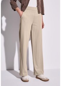 Street One Damen Stoffhosebarley beige, casual, Gr. 44, unifarben, Stoff, 73% Viskose, 24% Nylon, 3% Elasthan, Hosen, High Waist