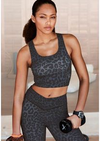 active by Lascana LASCANA ACTIVE Funktionsshirt mehrfarbig Gr. 32/34 für Damen. Rundhals und Logodruck. Figurbetont