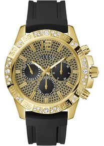 Guess Herren Multifunktionsuhr "MAJESTIC"schwarz, Armbanduhren, Quarzuhr, Armbanduhr, Herrenuhr, Datum, Wochentag, Silikonarmband