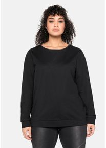 Große Größen Sweatshirt mit seitlichen Reißverschlüssen Gr. 56/58 schwarz von sheego für Damen