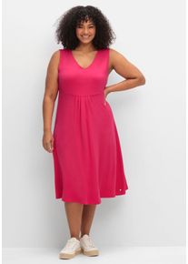 Große Größen Ärmelloses Jerseykleid mit Raffung vorn Gr. 58 rosa von sheego für Damen