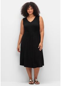 Große Größen Ärmelloses Jerseykleid mit Raffung vorn Gr. 40 schwarz von sheego für Damen