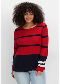 Große Größen Pullover im Colourblocking-Streifenmix Gr. 50 blau gestreift von sheego für Damen