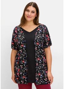 Große Größen Shirt in 2-in-1-Optik, mit Blumendruck Gr. 54 schwarz geblümt von sheego für Damen