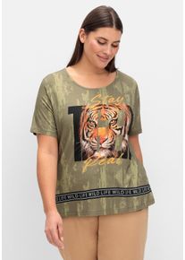 Große Größen T-Shirt mit Animal-Frontprint Gr. 40 grün von sheego für Damen