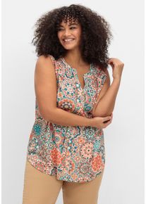 Große Größen Ärmelloses Blusentop mit Mandala-Print Gr. 44 orange von sheego für Damen