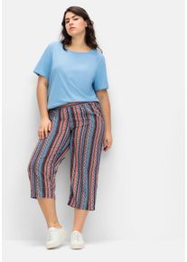 Große Größen Doppelpack 7/8-Hosen, uni und gestreift Gr. 44 aqua gemustert/blau gestreift von sheego für Damen