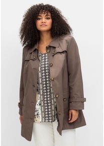 Große Größen Leicht glänzende Longjacke im Trenchcoat-Stil Gr. 46 braun von sheego für Damen