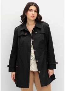 Große Größen Leicht glänzende Longjacke im Trenchcoat-Stil Gr. 54 schwarz von sheego für Damen