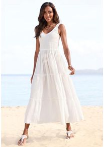 Beach Time BEACHTIME Maxikleid weiß Gr. 40 für Damen. Mit V-Ausschnitt. Figurumspielend. Nachhaltig.