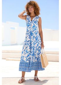 Lascana Maxikleid mehrfarbig Gr. 34 für Damen. Rundhals und Allover-Druck. Figurumspielend. Nachhaltig.