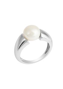 ZEEme Pearls Ring Silber 925 rhodiniert mit einer weißen Perle 10-10,5mm