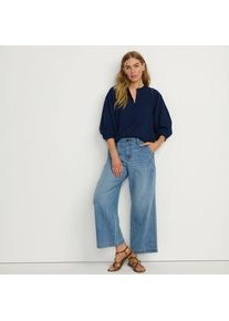 LANDS' END Bluse im Leinenmix, Damen,  Blau, Leinen/Viskose, by Lands' End