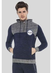 Cipo & Baxx CIPO & BAXX Herren Kapuzensweatshirt "Sweatshirts"dunkelblau, grau, casual, Gr. L, 95% Polyester;5% Elasthan, Sweatshirts, mit Zipper und