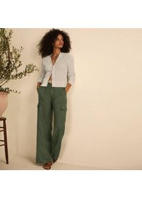 LANDS' END Leinen-Cargohose mit weitem Bein, Damen,  Gr&uuml;n, Leinen, by Lands' End