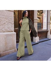 LANDS' END Softe Jerseyhose mit weitem Bein, Damen,  Gr&uuml;n, Baumwolle/Polyester/Baumwoll-Mischung, by Lands' End