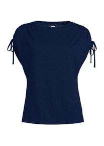 LANDS' END Leinenmix-Shirt mit geraffter Schulter, Damen,  Blau, Leinen/Viskose, by Lands' End