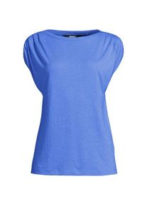 LANDS' END Shirt aus Leinenmix mit U-Boot-Ausschnitt, Damen,  Blau, Leinen/Viskose, by Lands' End