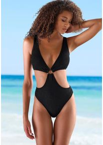 Vivance Monokini 'Valeria' schwarz Gr. 40 für Damen. Mit Zierringe. Ohne Bügel