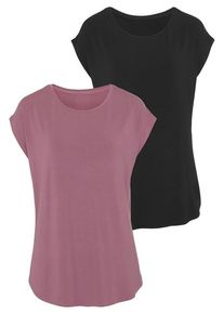 Lascana Longshirt 'mit stark gerundetem Saum' mehrfarbig Gr. 32/34 für Damen. Mit Rundhals. Bequem. Nachhaltig.
