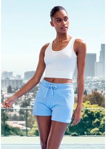 active by Lascana LASCANA ACTIVE Shorts blau Gr. S (36/38) für Damen. Mit Logodruck, Bindeband. Bequem. Nachhaltig.