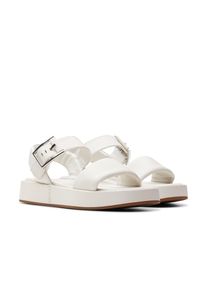 Clarks Damen Sandale "Alda Strap", Gr. 36sanftes weiß leather, Leder, casual, Schuhe, Sandale, Flats mit Plateausohle