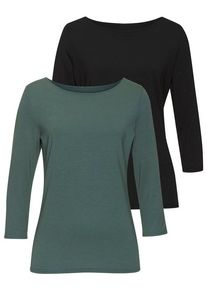 Lascana 3/4-Arm-Shirt mehrfarbig Gr. 32/34 für Damen. Mit U-Boot-Ausschnitt. Bequem. Nachhaltig.