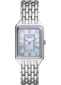 Fossil Damen Quarzuhr "RAQUEL"edelstahlfarben, hellblau, Armbanduhren, Armbanduhr, Damenuhr, Datum, analog, Edelstahlarmband