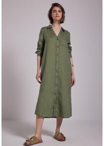 Damen Sommerkleidperidot grün, casual, Gr. 44, STREET ONE STUDIO, unifarben, Stoff, 100% Leinen, Kleider, mit Knopfleiste