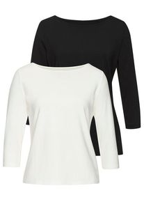 Lascana 3/4-Arm-Shirt mehrfarbig Gr. 32/34 für Damen. Mit U-Boot-Ausschnitt. Bequem. Nachhaltig.