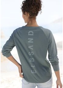ELBSAND Longsleeve 'Tinna' blau Gr. M (38) für Damen. Rundhals und Logodruck. Figurumspielend. Nachhaltig.