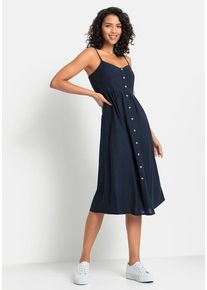 Lascana Sommerkleid blau Gr. 34 für Damen. V-Ausschnitt und Kunststoffknöpfe. Figurumspielend