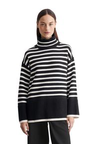 Marc O'Polo MARC O'POLO Damen Strickpullover "mit Streifen-Dessin"striped, deep night blau, casual, Gr. XS, gestreift, Obermaterial: 100% Baumwolle, Pullover