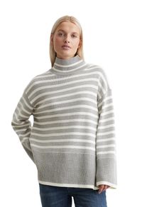 Marc O'Polo MARC O'POLO Damen Strickpullover "mit Streifen-Dessin"striped, mid stone melange, casual, Gr. M, gestreift, Obermaterial: 100% Baumwolle, Pullover