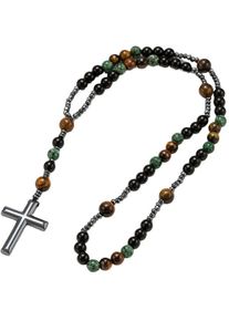 Firetti Damen Kette mit Anhänger "Schmuck Geschenk Edelstahl Halsschmuck Halskette Edelstein Kreuz", Edelstahl, L: 73cmsilberfarben, braun, grün,