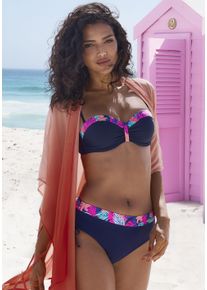 Lascana Damen Bügel-Bandeau-Bikini-Top "Exotic"navy, pink bedruckt, Gr. 36, bedruckt, Recycling-Polyamid, Bikini-Oberteile, mit bedruckter Blende an