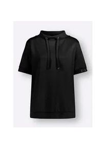 Sweatshirt CREATION L, Damen, Gr. 38, schwarz, 50% Modal, 44% Polyester, 6% Elasthan, unifarben, Kurzarm, Sweatshirts