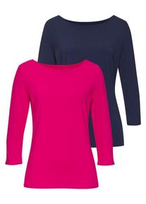 Lascana 3/4-Arm-Shirt mehrfarbig Gr. 32/34 für Damen. Mit U-Boot-Ausschnitt. Bequem. Nachhaltig.