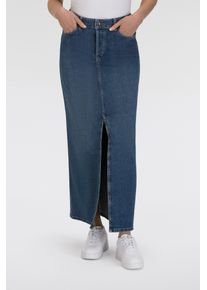 MAC Damen Maxirock "MAXI SKIRT"night sky used, casual, Gr. S, unifarben, Denim/Jeans, Obermaterial: 99% Baumwolle, 1% Elasthan, Röcke, im Five-Pocket