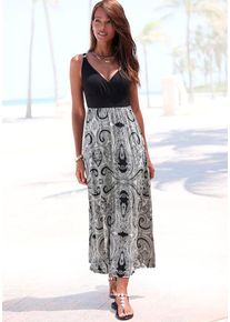 Lascana Maxikleid mehrfarbig Gr. 38 für Damen. Tiefer V-Ausschnitt und Allover-Druck. Figurumspielend. Nachhaltig.