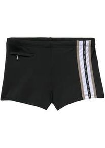 Boxer-Badehose s.Oliver, Herren, Gr. 4, N-Gr, schwarz, Polyamid, unifarben, Badehosen, mit Rei&szlig;verschlusstasche