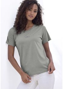 Copenhagen Studios T-Shirt 'mit dezentem Logoprint vorn' mehrfarbig Gr. L (40) für Damen. Rundhals und Logodruck. Bequem. Nachhaltig.